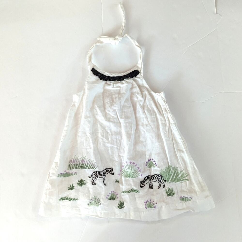 Janie And Jack Dress Baby Girls Sz 3-6m White Zebra Zoo 2009 Halter